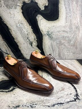 A. Testoni Black Label Bologna Derby Brown Leather UK 8.5 G US 9.5 Italy